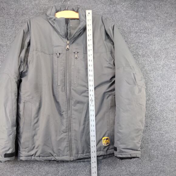 UPS Uniform Coat Mens Size M Gray Full Zip Pockets Clique Graphic Logo - Picture 4 of 16